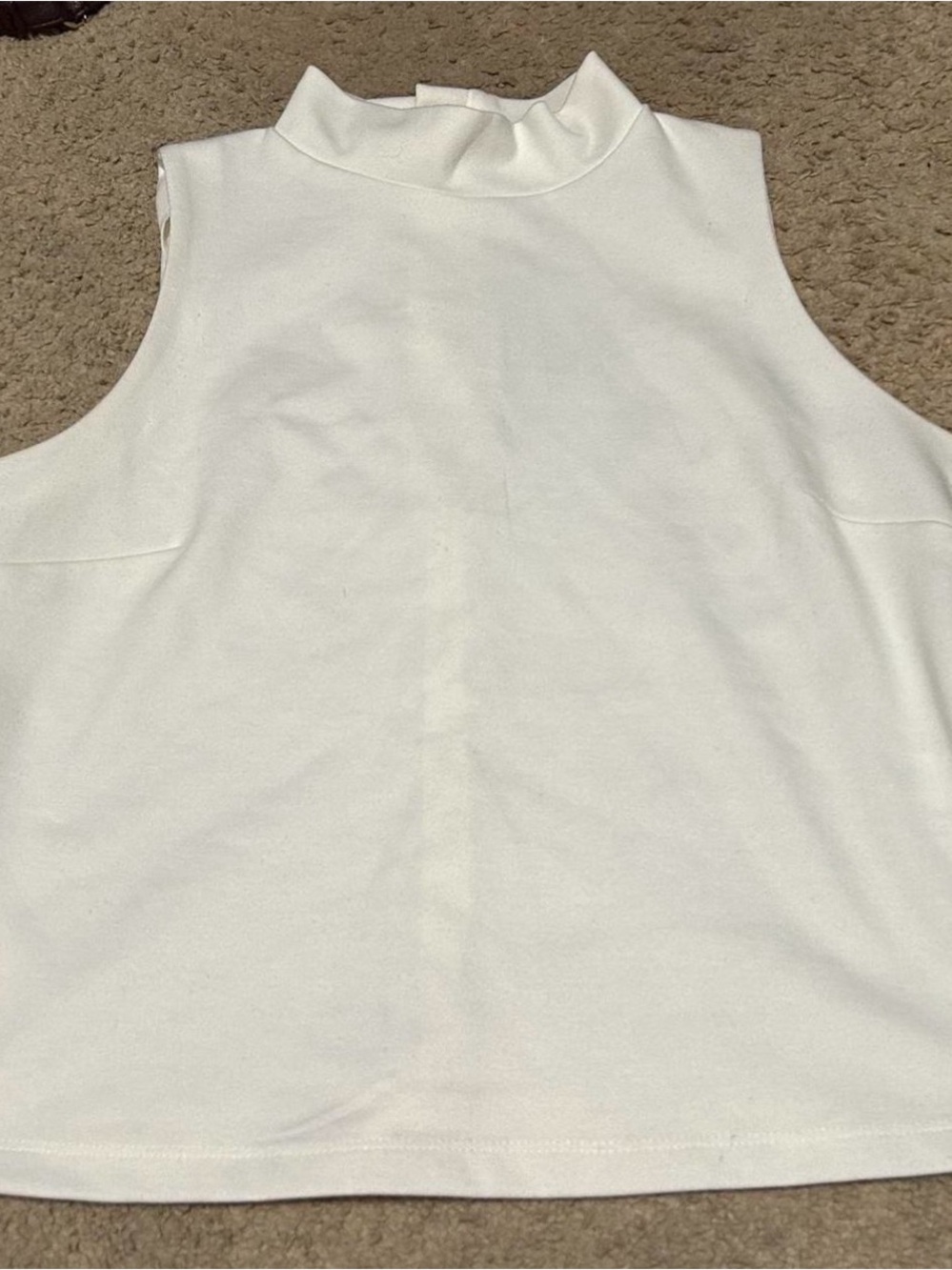 New York & Company White Stretch Top - Mock Neck Style